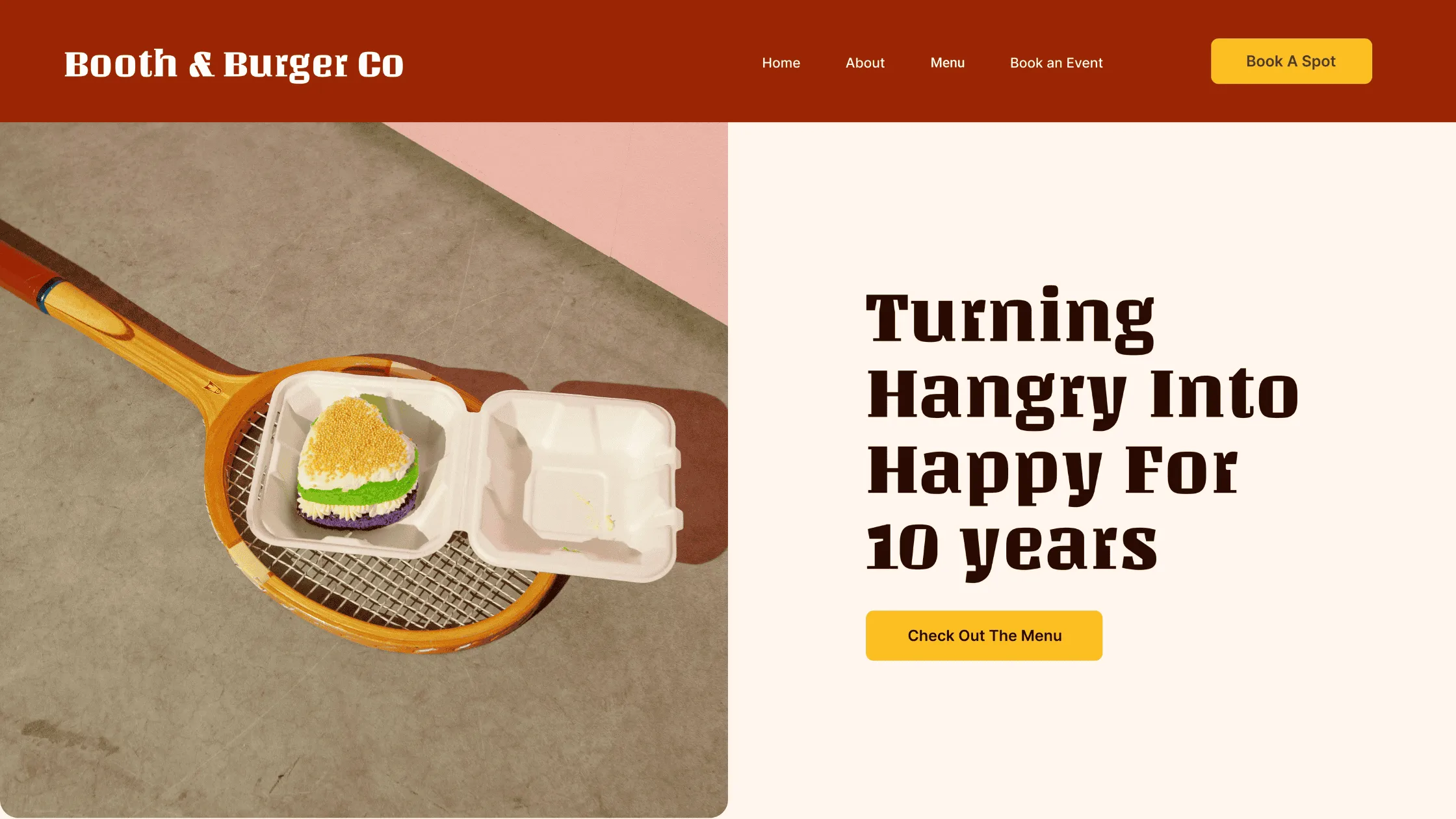 quirky restaurant website design