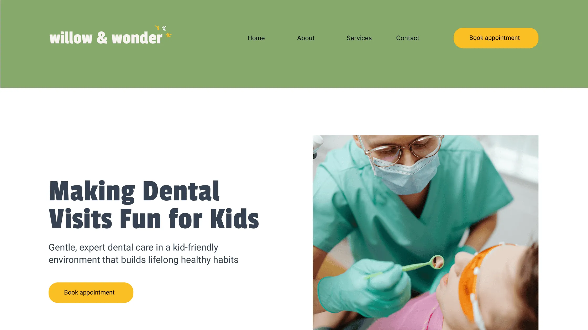 modern dentist website design