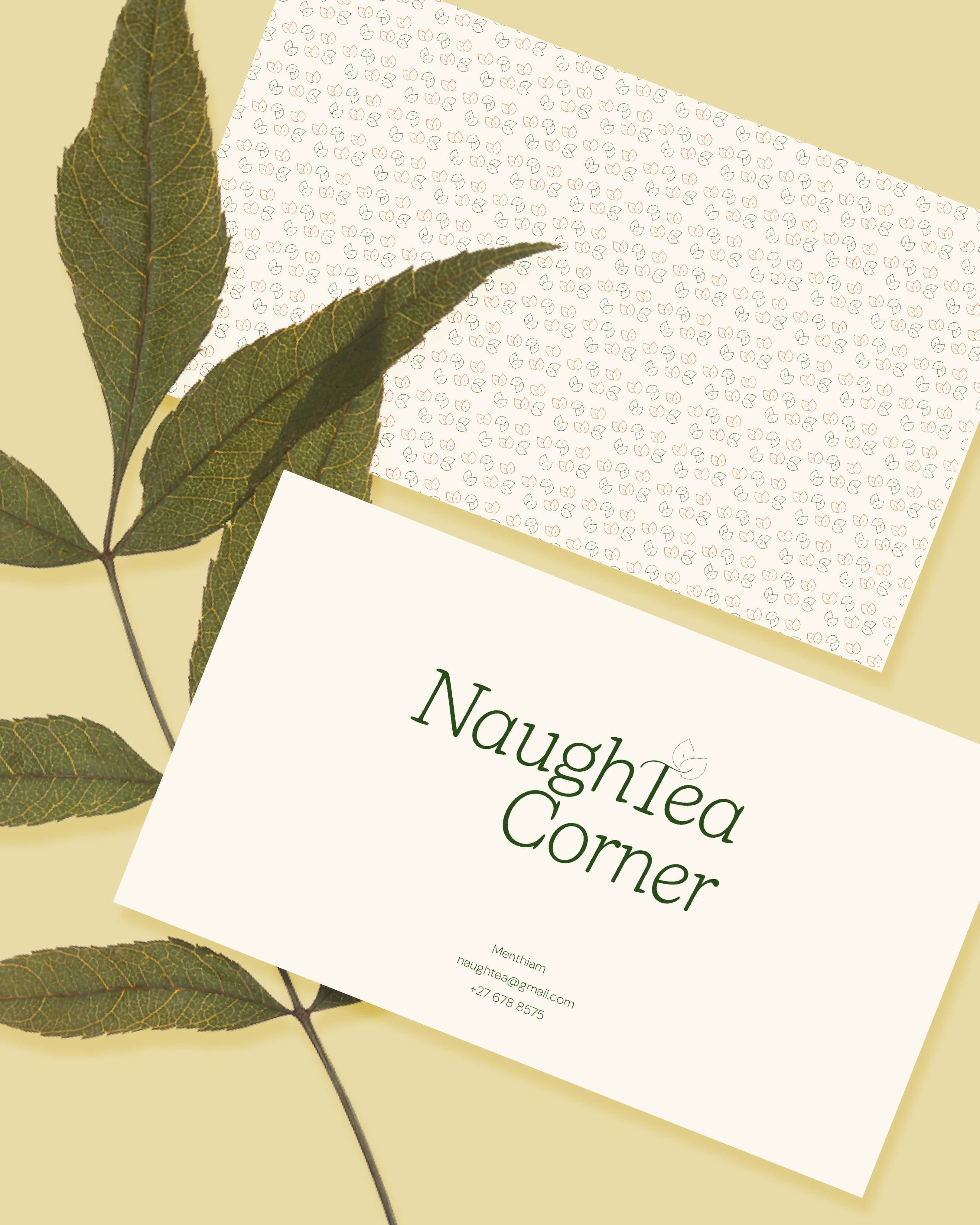 business card for tea company ('NaughTea Corner')