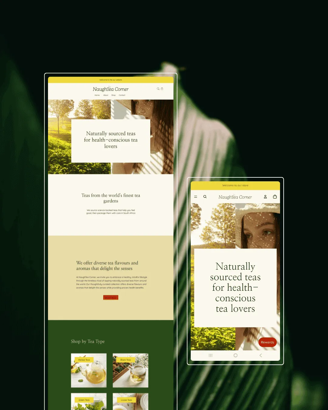 shopify website for tea company