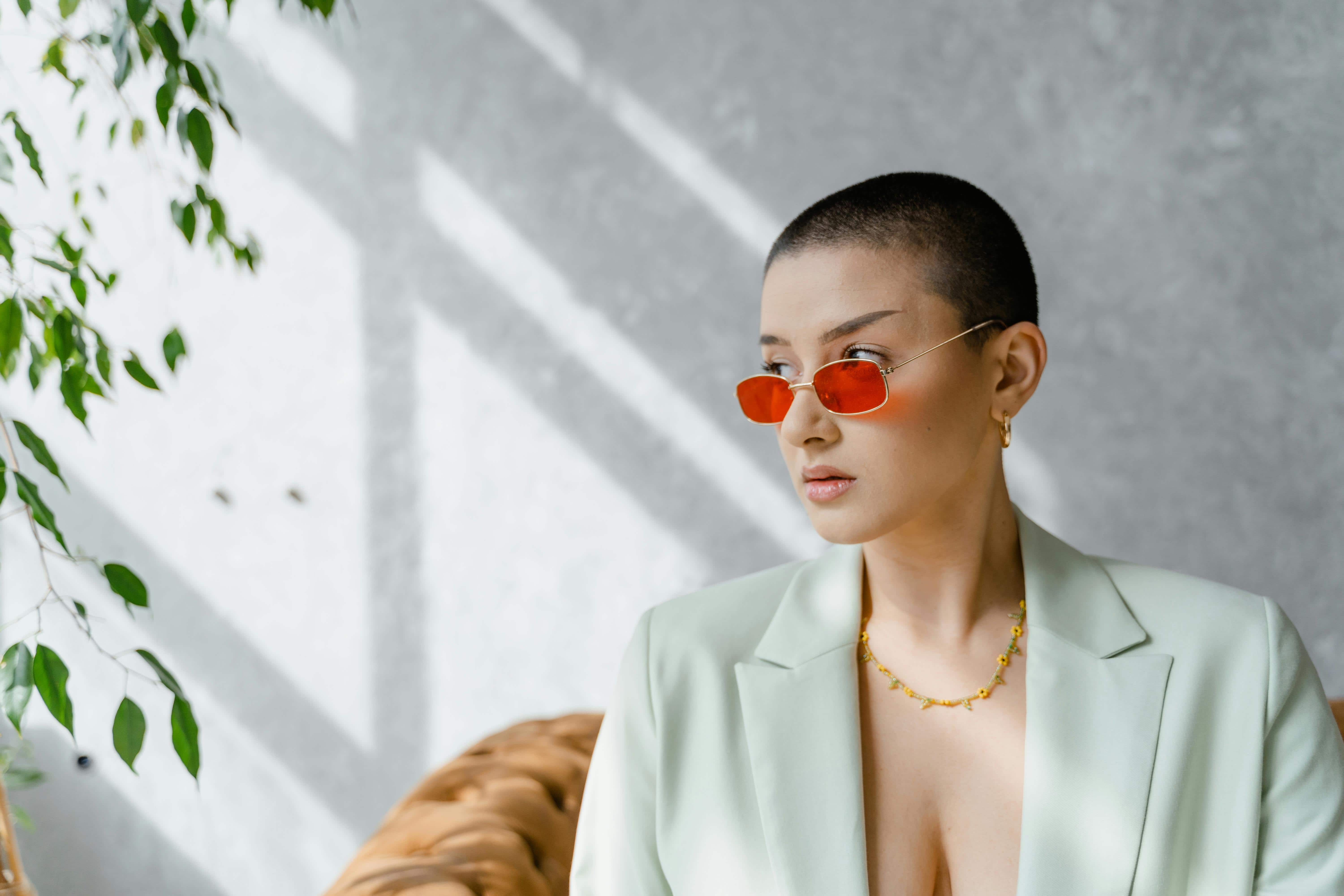 woman sitting on a couch