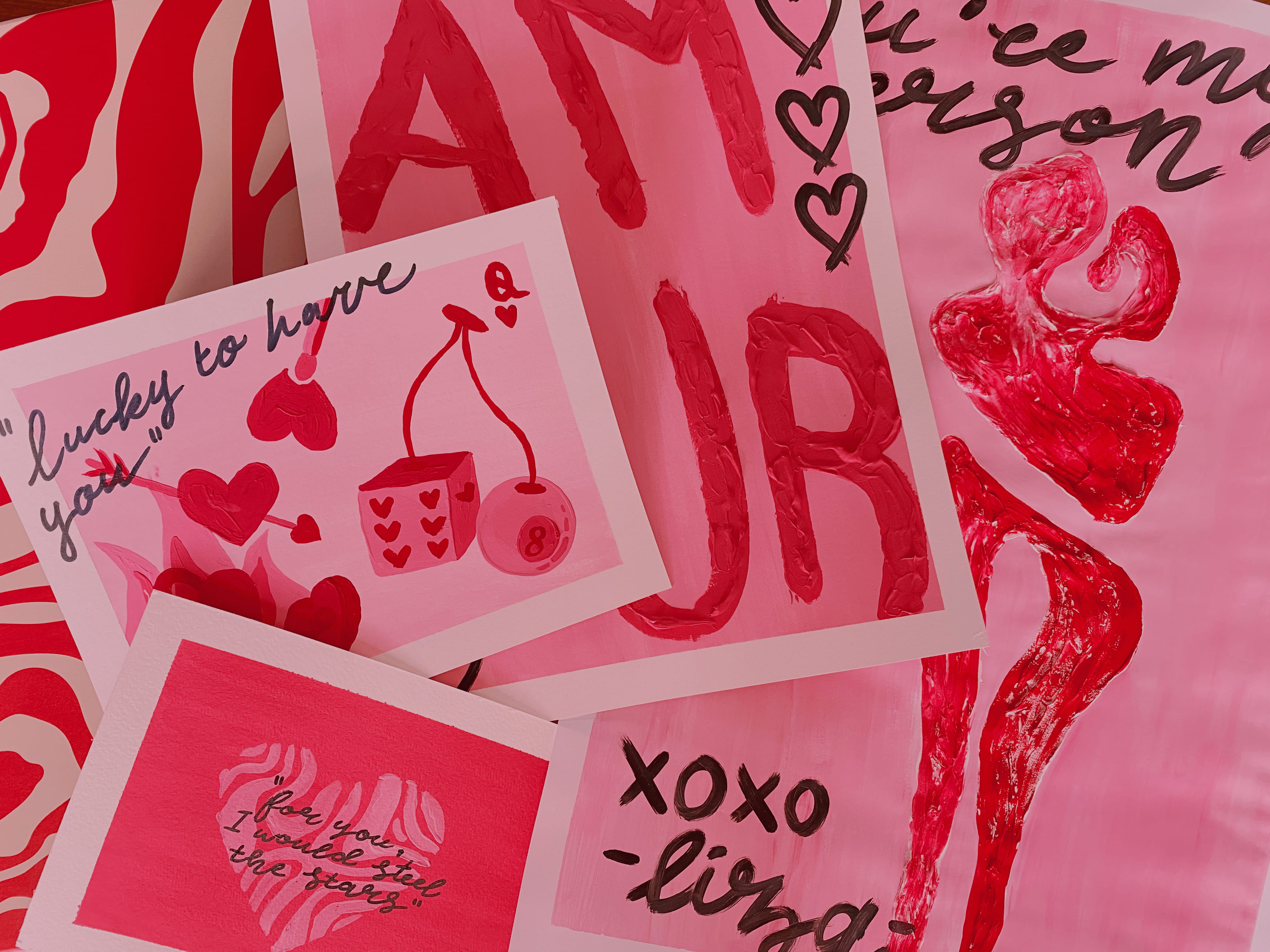 handdrawn feminine cards