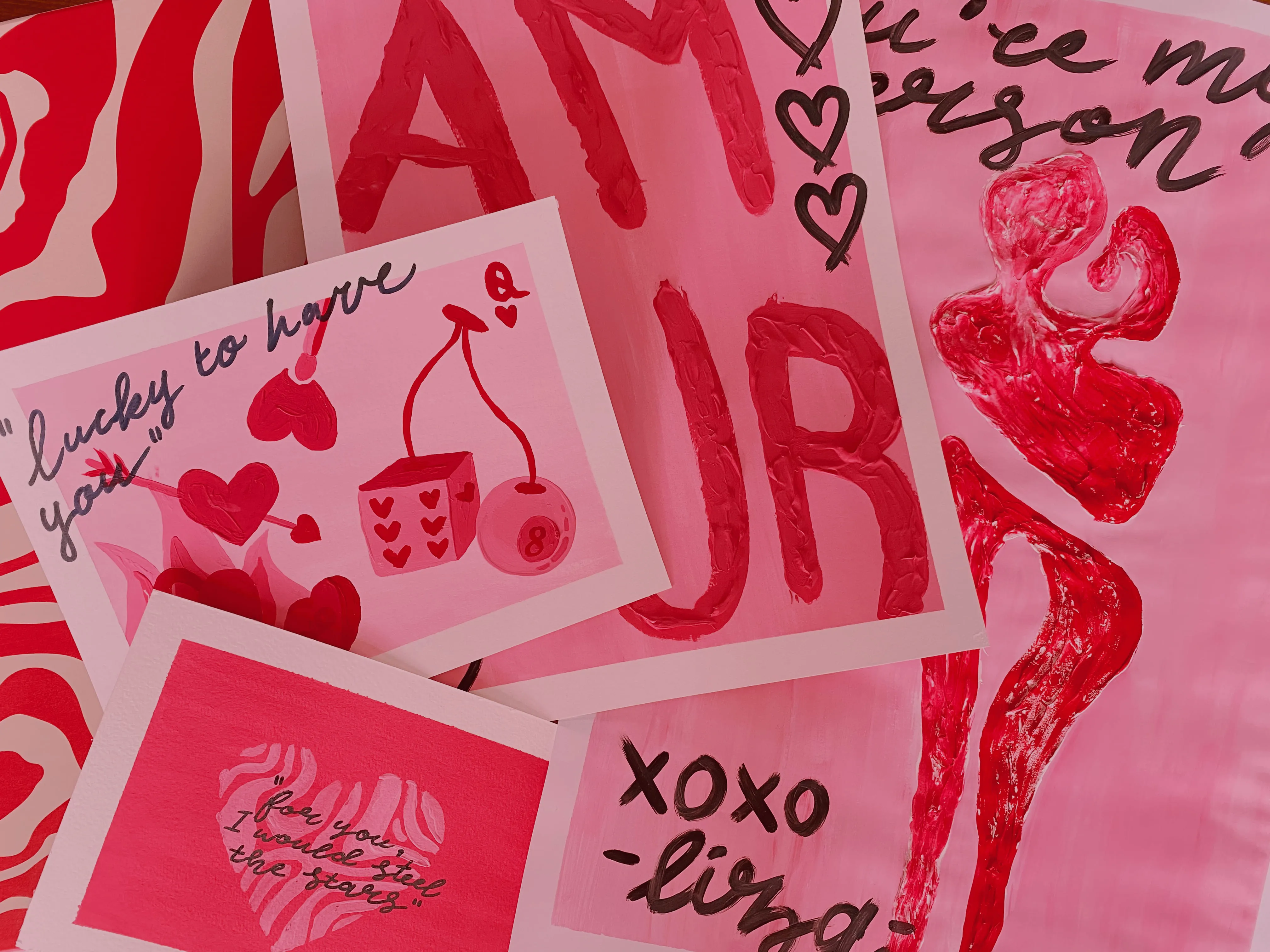 handdrawn feminine cards