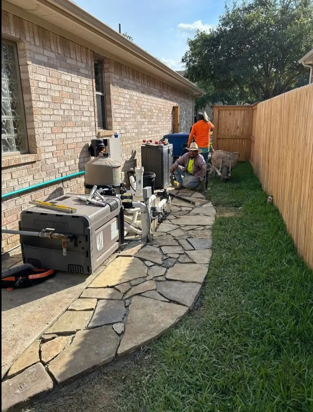 Completed backyard landscape design project in Austin, TX