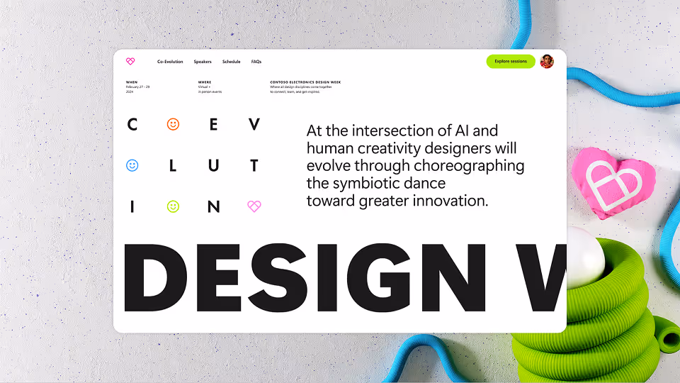 Screenshot mockup for Contoso Electronics Design week website