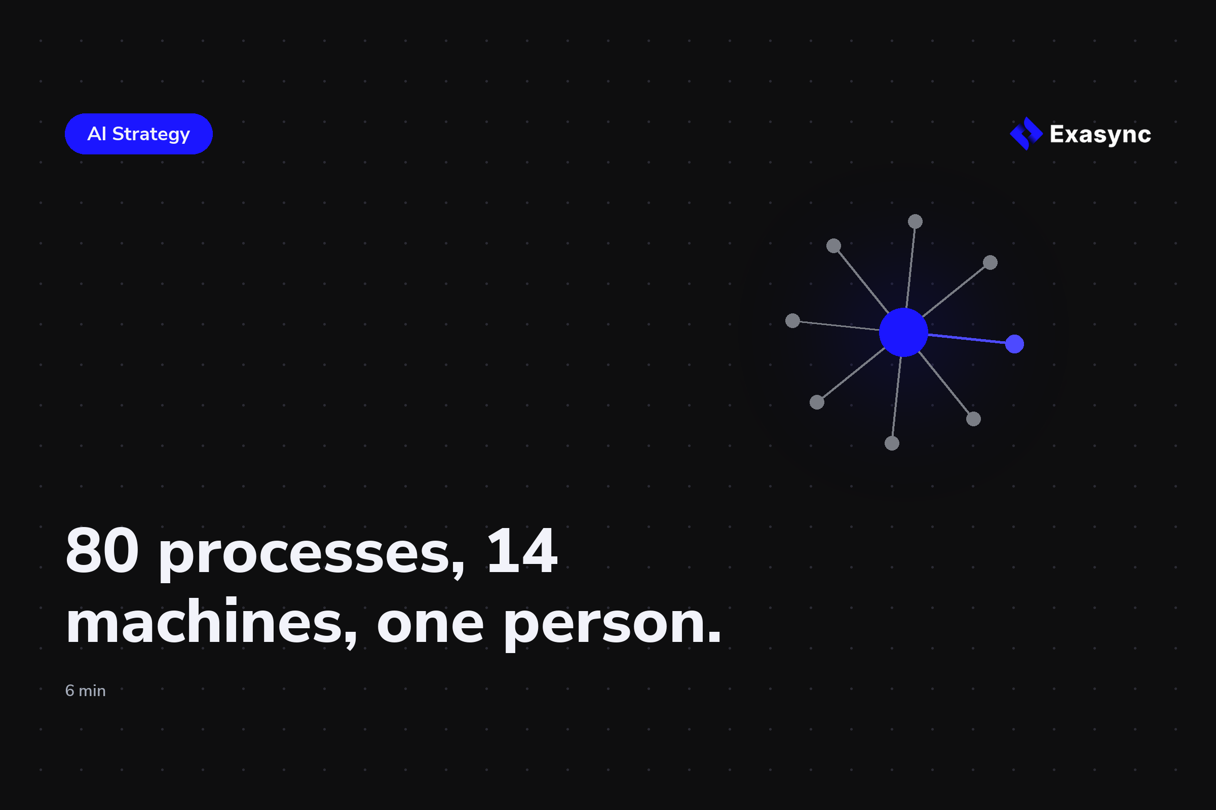 How Exasync itself runs: 80 processes, 14 machines, one person, and what of it reaches freight forwarding