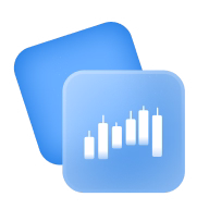 Two overlapping blue app tiles with a white bar chart symbol representing an analytics or dashboard app