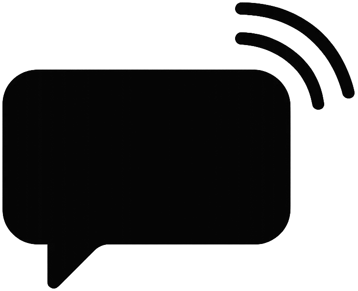 The proxigenta logo featuring a white message bubble with a signal strength  indicator in the upper right corner