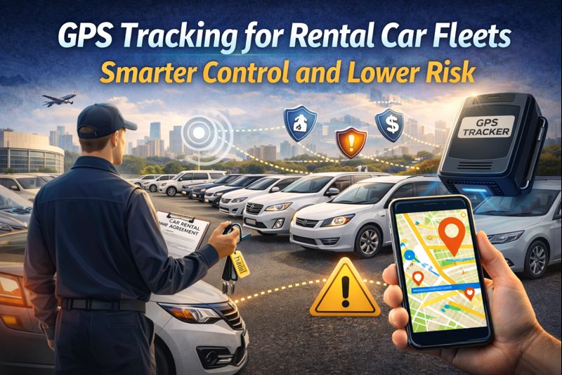 GPS tracking for rental car fleets showing vehicle monitoring and theft prevention