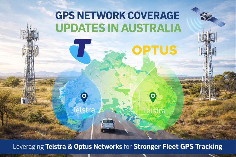 Map of Australia showing Telstra and Optus mobile network coverage for GPS tracking