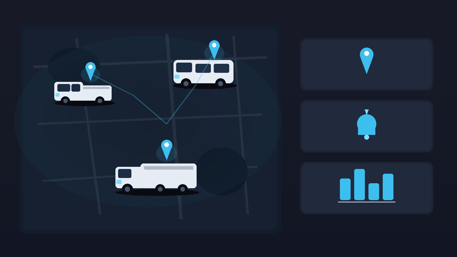 Australian work fleet GPS map illustration. No people, logos or text.
