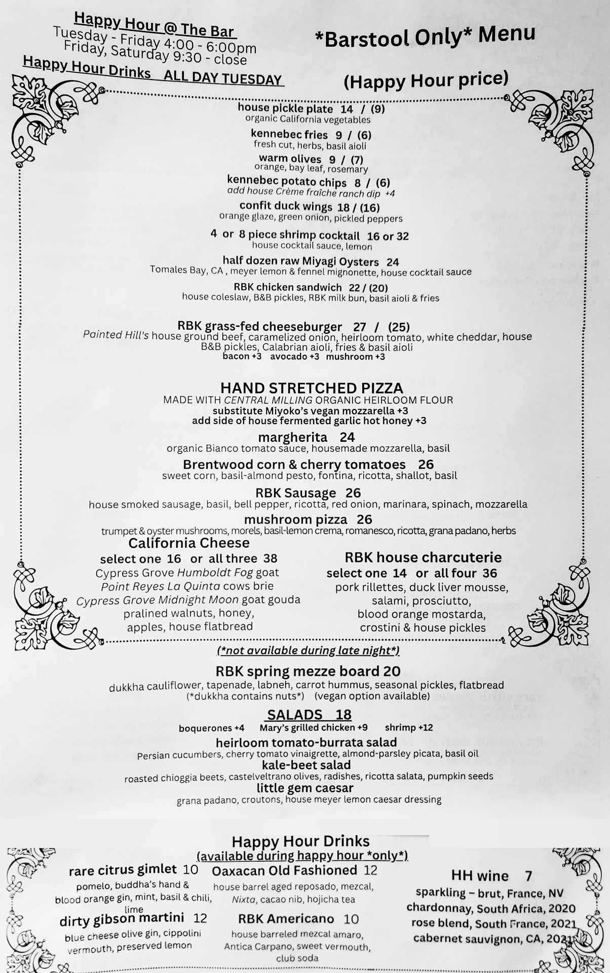 menu