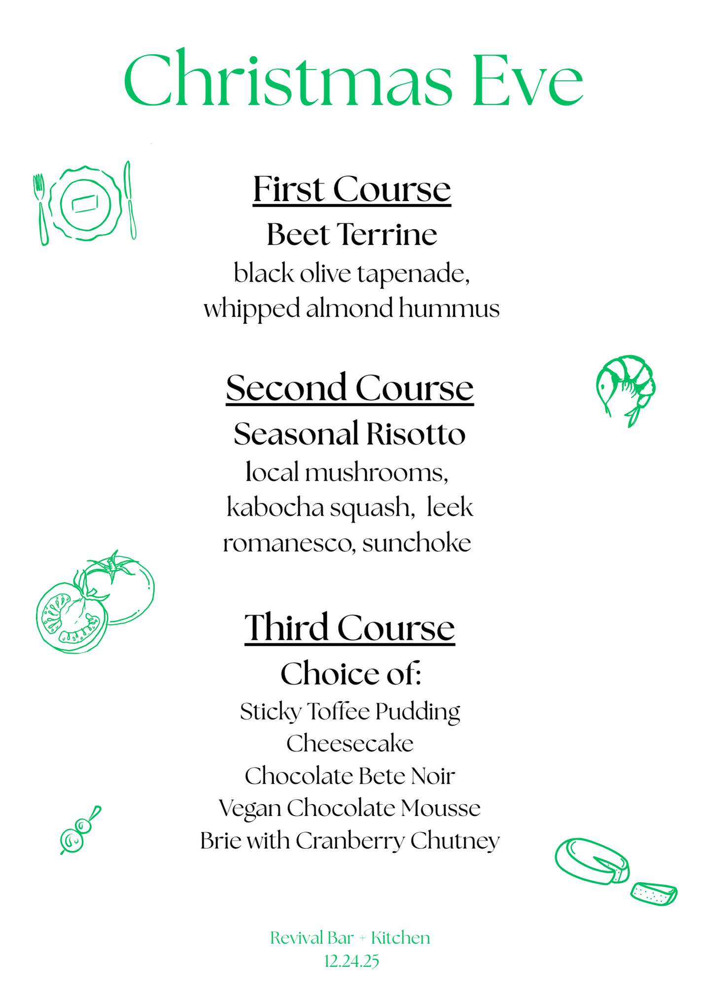 Christmas Eve Feast Vegetarian Menu