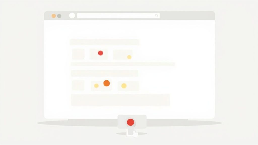 Browser window with a heatmap display showing user engagement, accompanied by a webcam recording indicator.