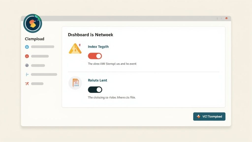 Screenshot of a software interface with toggle switches for 'Index Tegsth' and 'Reluts Lent' settings.