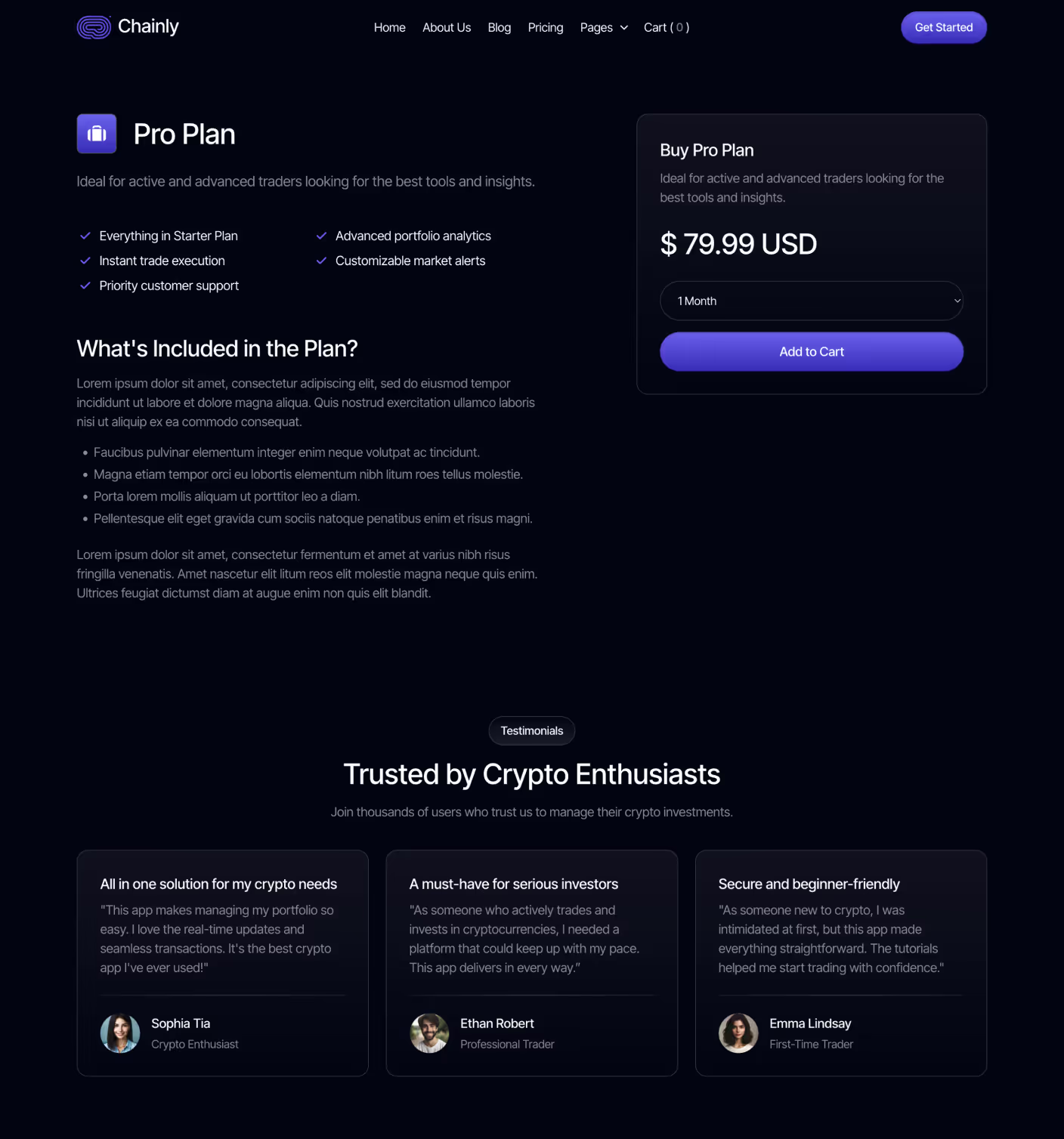 Pricing Single Page
