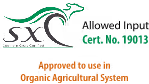 Green and black logo with a stylized rat and text certifying approval for use in organic aquaculture systems.