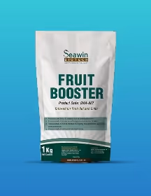 Package of Seawin Fruit Booster biostimulant seaweed powder, 1 kg net weight, for fruits and vegetables.