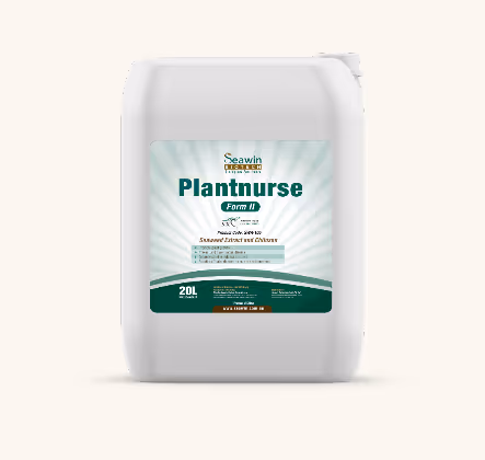 White 20L container of Seawin Biotech Plantnurse Form II seaweed extract for citrus plants.