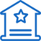 Blue icon of a house with a star inside, symbolizing a favorite or featured home.