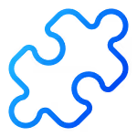 Single blue puzzle piece with gradient shades from light to dark blue.