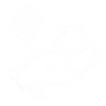 White icon of a reclining person with a head resting on a circle above, representing relaxation or resting.