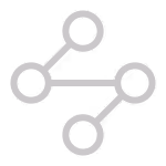 Abstract network diagram with five interconnected nodes connected by lines.