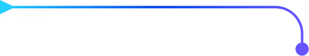 Blue arrow pointing left connected to a curved line ending with a solid circle on the right.