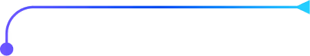Blue curved and straight arrow pointing right with a circular start on the left.