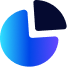 Blue and dark blue pie chart with one slice separated.