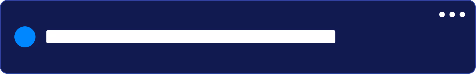 Dark blue chat input box with a blue circular user icon on the left, a white horizontal typing field in the center, and three white dots in the upper right corner.