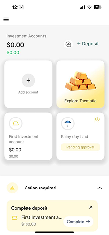 Wahed app investment accounts screen