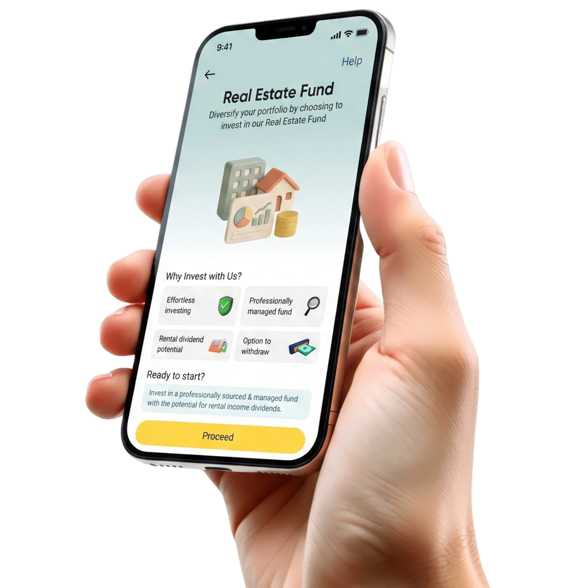 Wahed Real Estate Fund property details in the mobile app