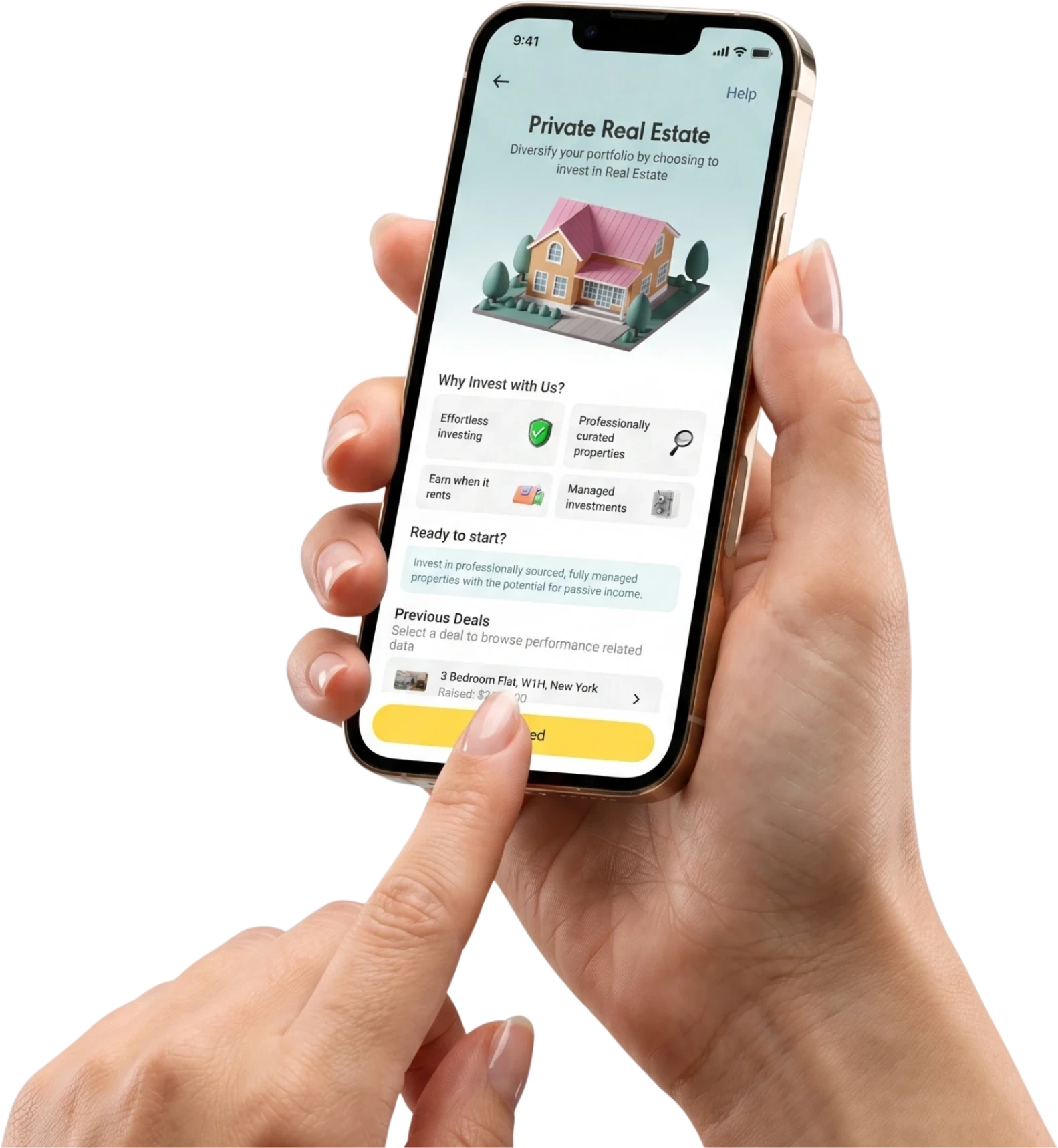 Wahed individual property listings in the mobile app