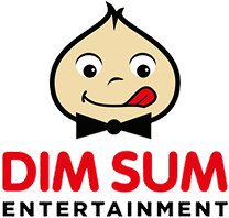 Dim Sum Entertainment logo featuring a smiling ravioli head wearing a bow tie.