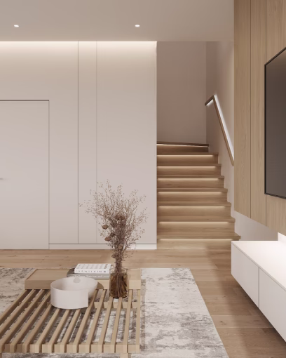 Postavljanje masivnog hrastovog parketa u modernoj dnevnoj sobi, BD Podovi Novi Sad