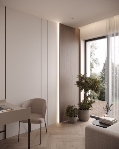 Detalj završne obrade parketa uz balkonska vrata i zidne panele