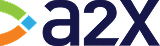 a2x logo with a stylized arrow shape in blue, green, and orange colors