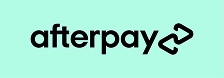 Afterpay logo with name and linked chain symbol on a light green background.