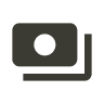 Icon of two overlapping money bills with a circular symbol in the center.