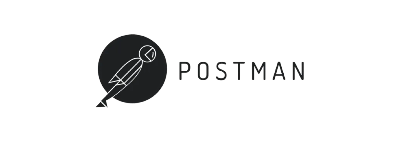 Postman logo featuring a stylized astronaut figure inside a dark circle, next to the word 'POSTMAN' in black letters.