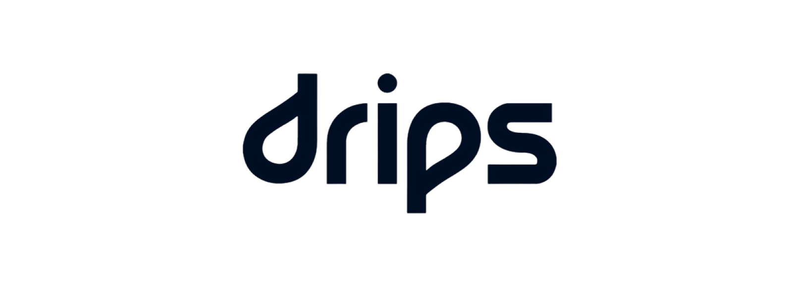 Logo with the word 'drips' stylized in lowercase letters, with the 'd' shaped like a water droplet.
