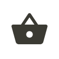 Simple black shopping bag icon with a round handle opening.