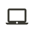 Minimalist black laptop icon with an open screen.