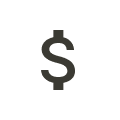 Black dollar sign currency symbol on white background.