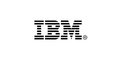 IBM logo with horizontal stripes.
