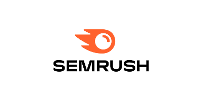 SEMrush company logo with an orange stylized comet graphic.