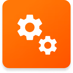 Two black interlocking gears representing efficiency.