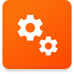 Two black interlocking gears representing efficiency.