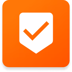 White shield with an orange checkmark on an orange rounded square background.